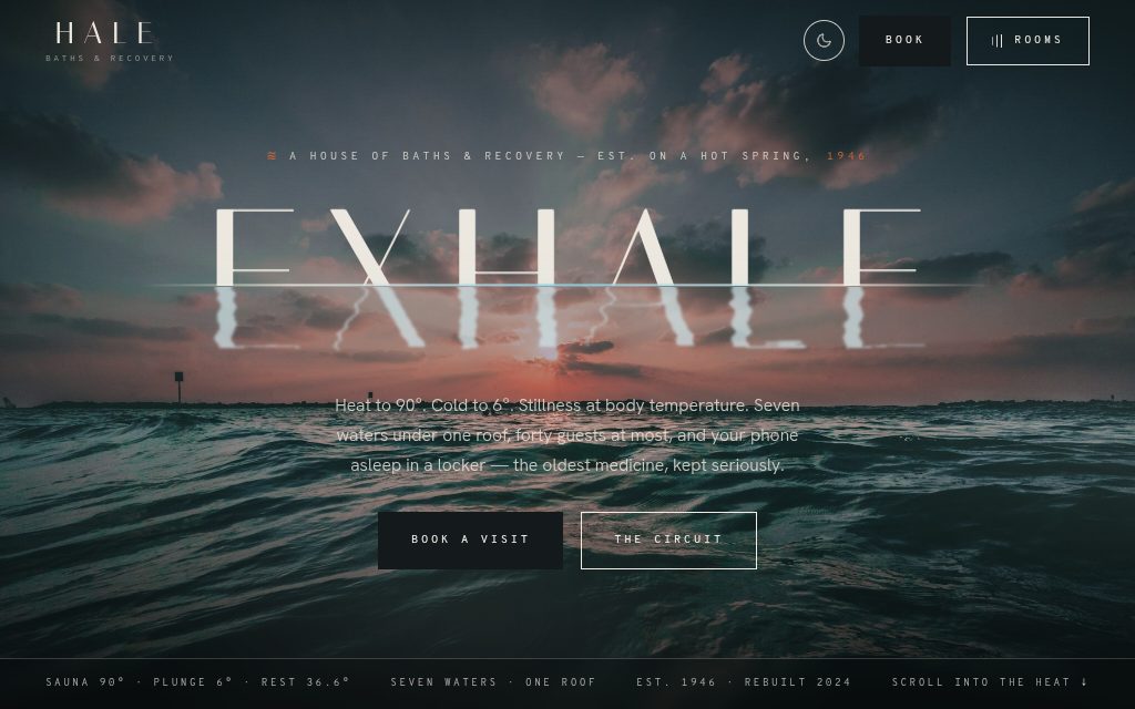Opening screen of template 06 — HALE
