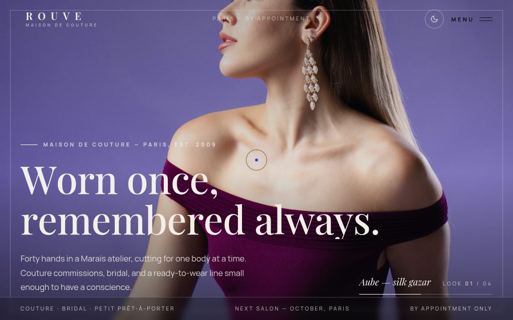 Opening screen of template 09 — Rouve