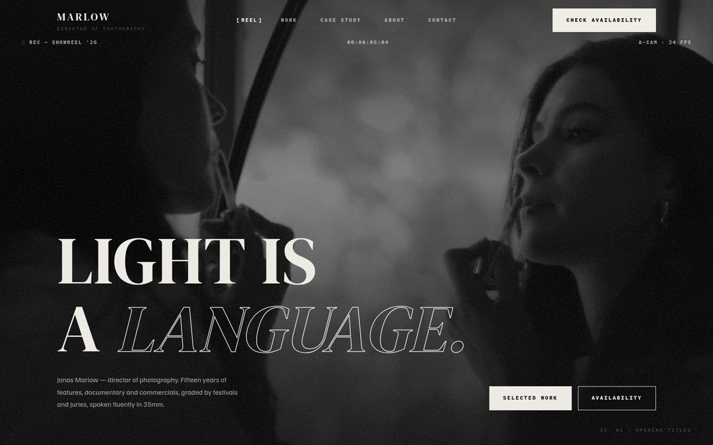 Opening screen of template 18 — Marlow