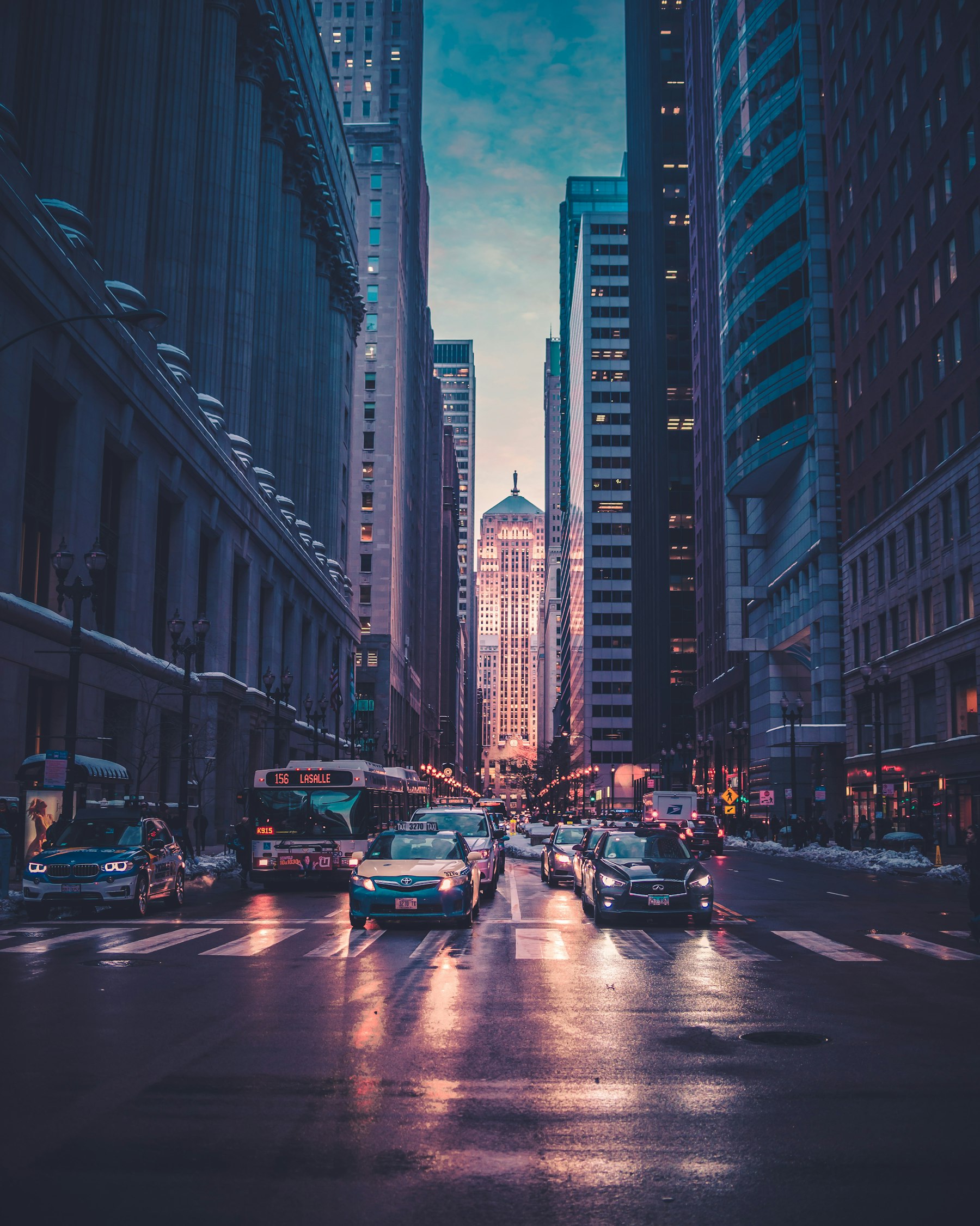 Transmission infrastructure across a city at night