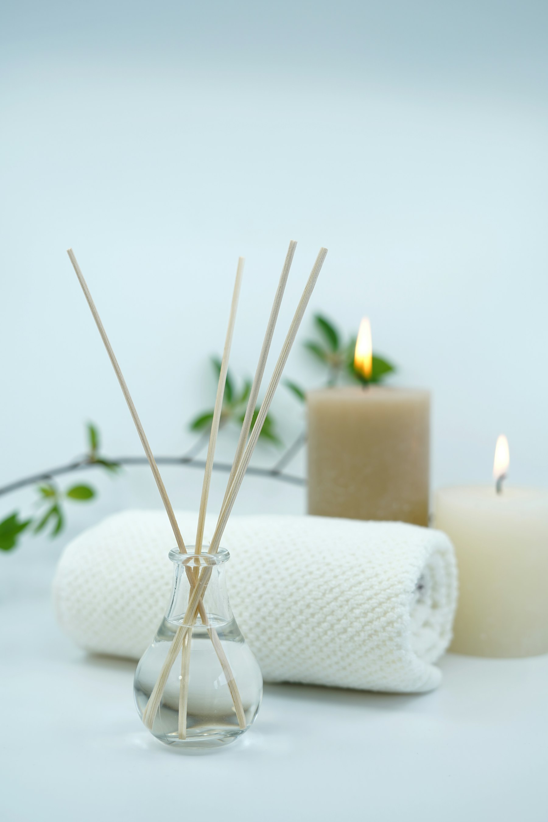 Treatment room details, candles and towel