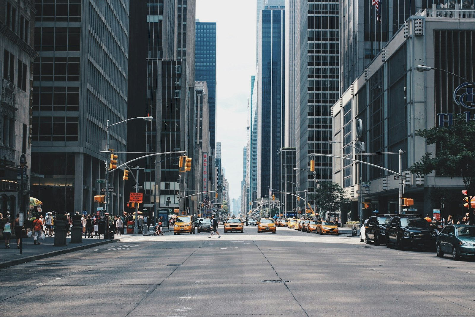 A city avenue between towers