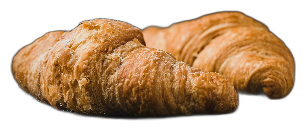 Fresh croissants dusted with flour