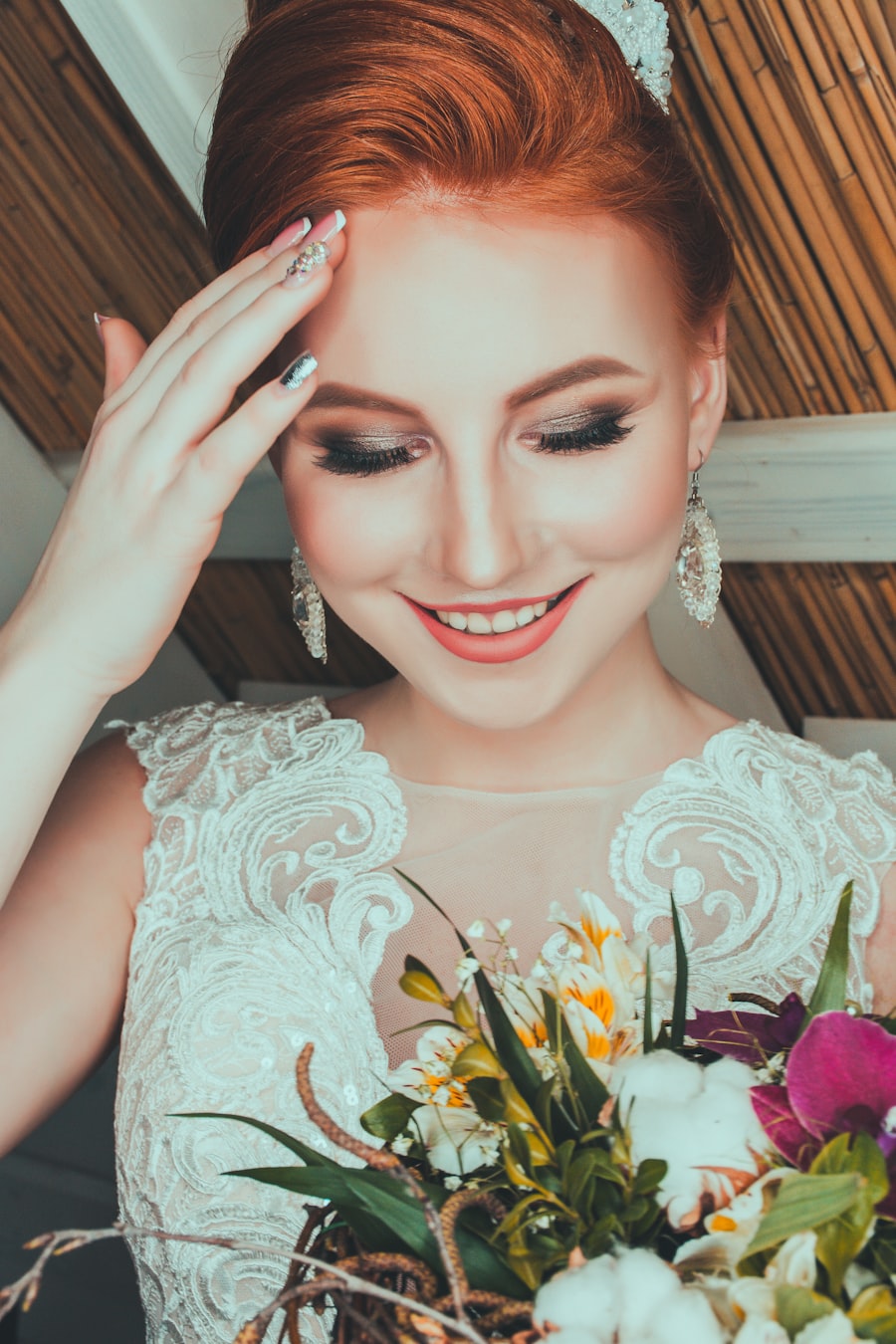 Bride with styled hair and makeup