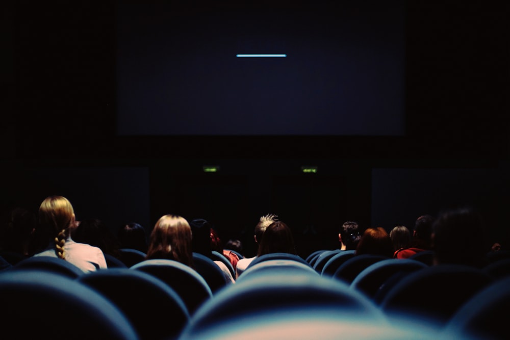 Cinema screen glowing in the dark